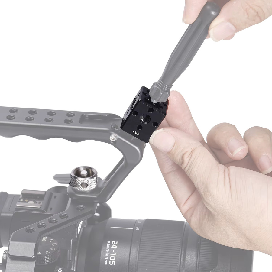 NICEYRIG Mini Cube Erweiterungshalterung in Schwarz mit 3/8 und 1/4 Arri-Positionierungsschraubgewindebohrungen für LED-Leuchten und Mikrofone - Bild 3