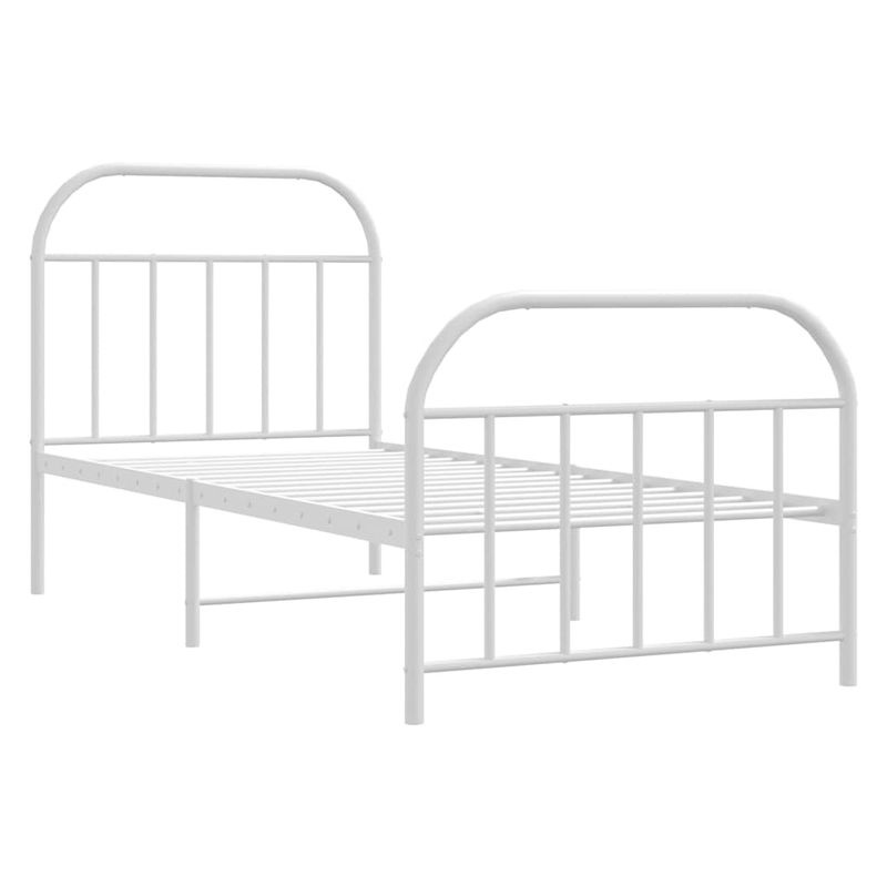 vidaXL Bettgestell aus Metall mit Kopf- und Fußteil in Weiß, B/T/H: 90 x 190 cm - Bild 2