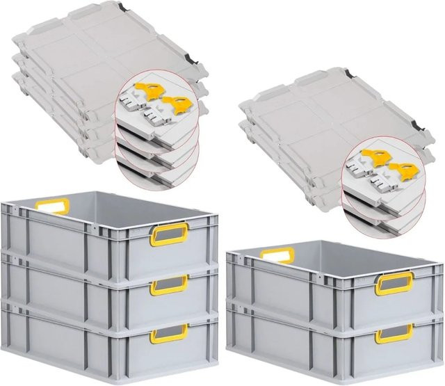PROREGAL Spar Set 5x Eurobox Nextgen Color mit Scharnierdeckel und Schiebeschnappverschlüssen, Gelb, H x B x T: 17 x 40 x 60 cm - Bild 1
