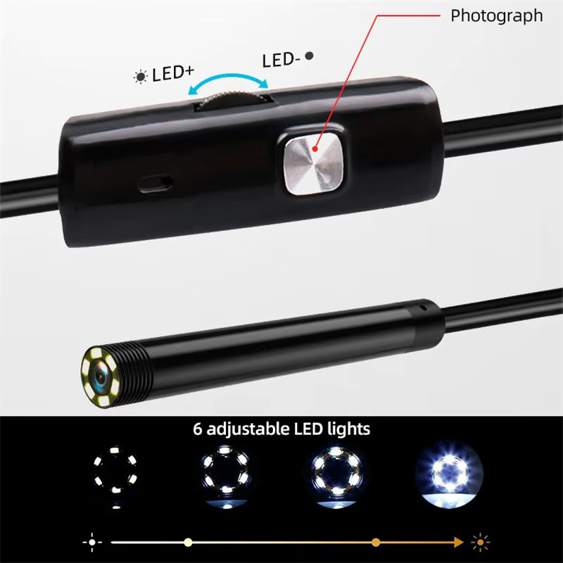 KERUI 3-in-1 Endoskopkamera für Android und PC, wasserdichte Mini-Inspektionskamera mit 7 mm flexiblem Schlauch, Farbe: Schwarz - Bild 5