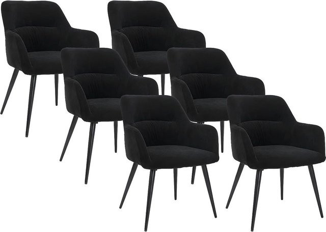 Vente-unique Stuhl Heka in Schwarz aus Stoff und Metall, Breite: 59,5 cm - Bild 1