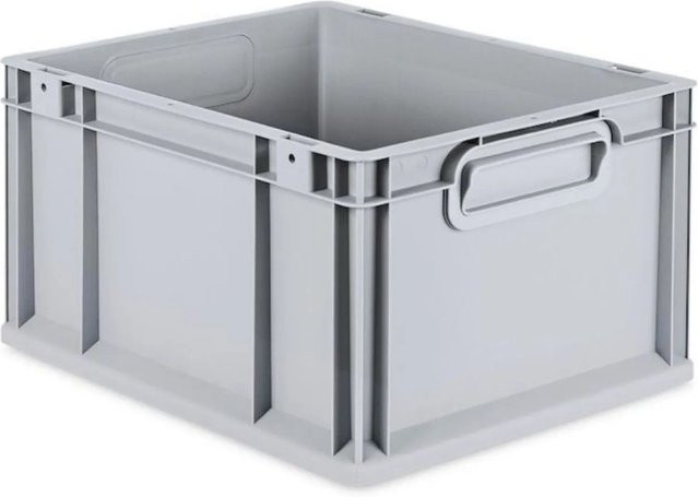 PROREGAL SuperSparSet 8x Eurobox NextGen Grip mit Auflagedeckel und gelben Schiebeschnappverschlüssen, Grau, H x B x T: 22 x 30 x 40 cm - Bild 1