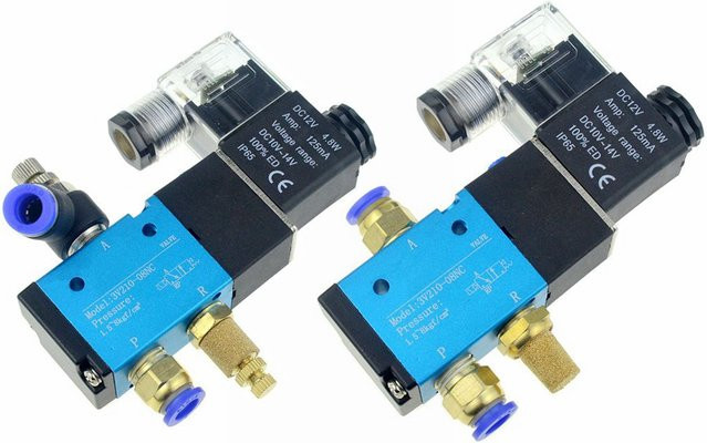 WYWBEY Pneumatisches Luftmagnetventil mit elektrischer Steuerung, 3-Wege-Anschluss, 2 Positionen, Blau, für 10 mm, 6 mm und 8 mm Schlauchanschlüsse, kompatibel mit 12 V, 24 V und 220 V - Bild 1