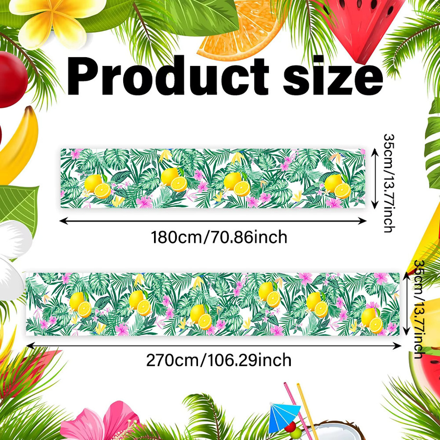 OURFETE Tischläufer Hawaiianischer Stil mit tropischen Blättern und Zitronen, Mehrfarbig, B: 180 cm, T: 35 cm - Bild 2