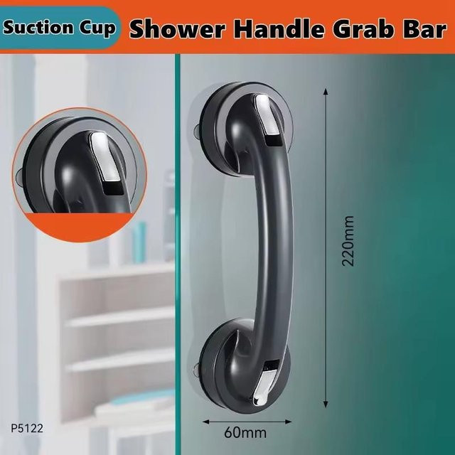 Tianma Duschgriff mit Saugnapf in Silber, rutschfester Haltegriff für Badewanne und Dusche für Senioren und Menschen mit Handicap, gerade Form - Bild 1
