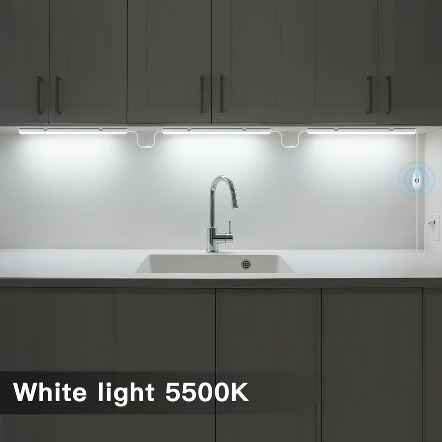 Gyarfas LED Bar Licht Set 3er Pack mit Aluminium Gehäuse, USB 5V, dimmbar per Touch Sensor, integrierte Beleuchtung für Küche und Wand, Länge: 30 cm - Bild 2