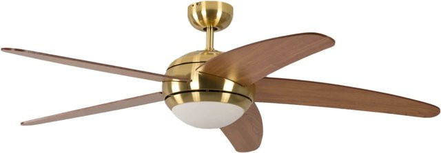 Pepeo Deckenventilator Melton in Messing und Ahorn mit Beleuchtung und Fernbedienung, Durchmesser: 132 cm - Bild 1