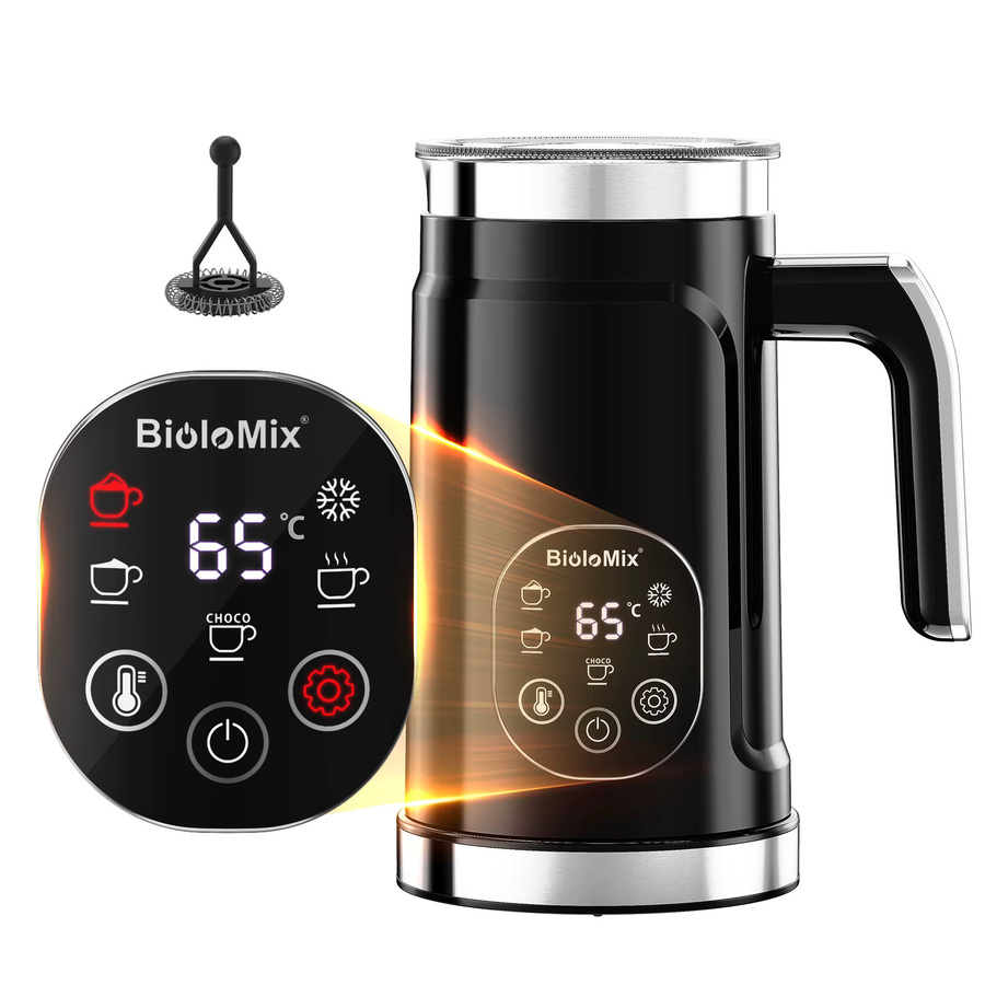 BioloMix 5-in-1 Milchaufschäumer mit LED-Touchscreen in Schwarz als elektrischer Heiß- und Kaltschaumbereiter für Latte und Kaffee - Bild 3