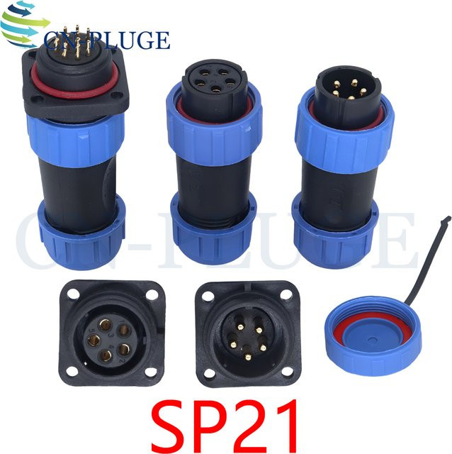 SZYingXian SP21 Luftfahrt-Steckverbinder IP68 wasserdicht, quadratische Steckdose für Industrieausrüstung, blau - Bild 1