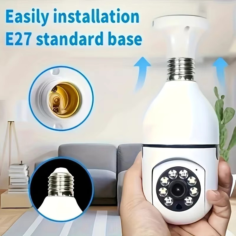 2er-Set Ease Life WiFi Überwachungskameras für den Außenbereich mit 360 Grad Rundumschutz, E27-Lichtfassung, 5 GHz WLAN und LED-Funktion in Weiß - Bild 3