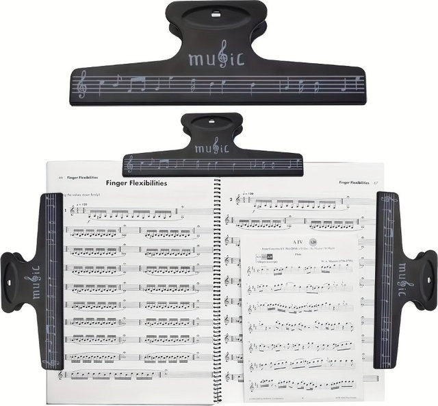 Schwarze Notenklammer aus Kunststoff für Noten und Musikinstrumente - Bild 1