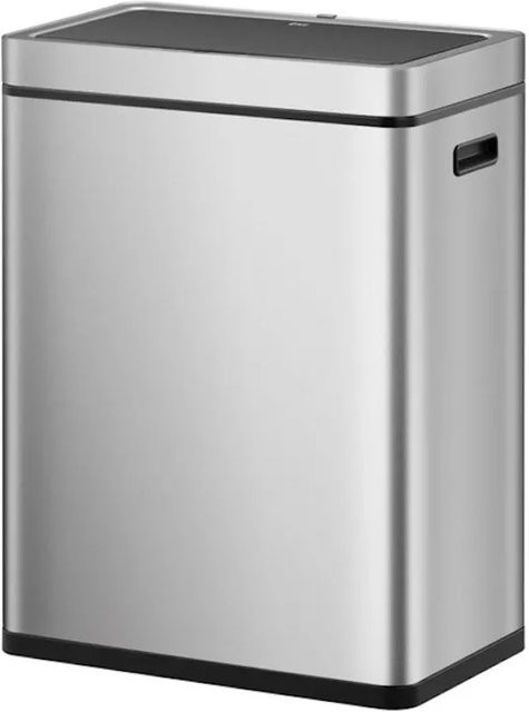 PROREGAL Sensor Mülleimer aus gebürstetem Edelstahl in Silber, 2 x 30 Liter, H x B x T: 65,2 x 48,6 x 30,8 cm - Bild 1