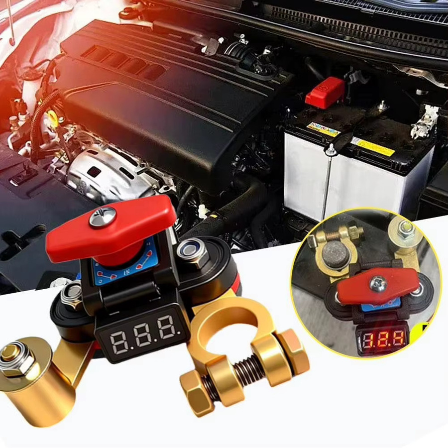 kebidumei 12V/24V Auto-Batterietrennschalter mit Spannungsmessung als Hochleistungs-Kfz-Stromisolator zum Leckstromschutz - Bild 5