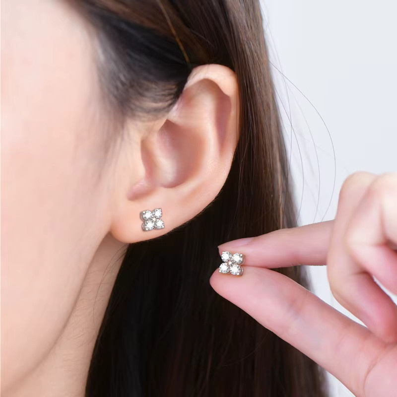 IOGOU Ohrstecker, 18 Karat vergoldet, Silber, Moissanite, Damen - Bild 2
