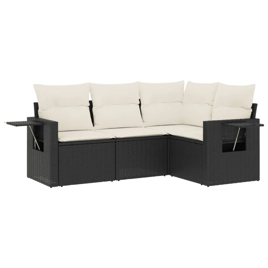 vidaXL 4-teilige Garten-Sofagarnitur aus Poly-Rattan mit Kissen in Schwarz - Bild 2