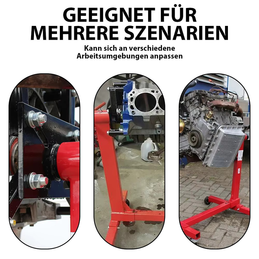 LONENESSL Motorständer 1000LBS mit 360 Grad drehbarem Kopf und Rollwagen in Rot - Bild 3