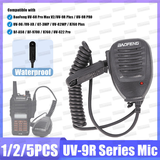 Baofeng Lautsprecher Mikrofon für UV9R Serie und UV-68 Pro Max V2, wasserdicht, Farbe: Schwarz - Bild 1