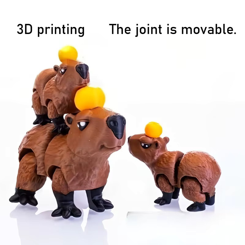 Bewegliche Capybara-Actionfigur von SHINEHENG, 3D-gedrucktes Tierornament zur Dekoration - Bild 2