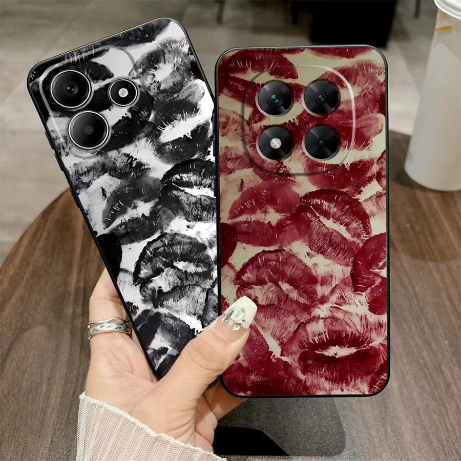 Weiche Handyhülle mit Lippen-Print für Xiaomi Redmi Note Serie in Schwarz - Bild 1