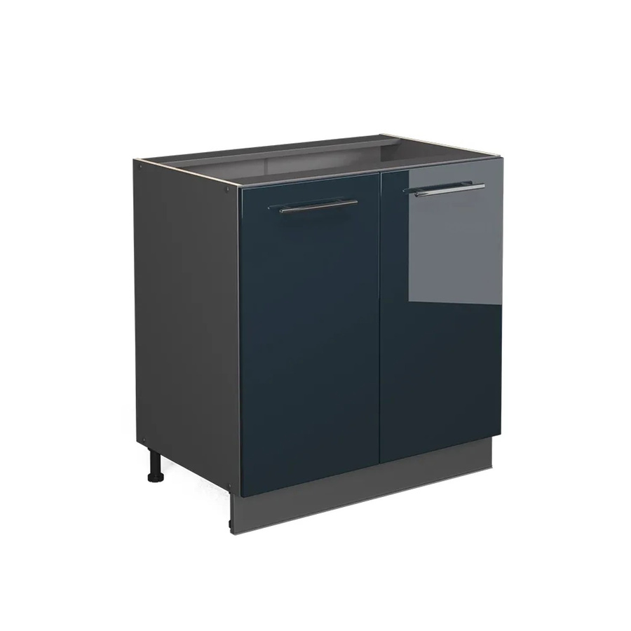 Vicco Spülenunterschrank Fame-Line Dunkelblau Hochglanz mit Regal Breite: 80 cm - Bild 2