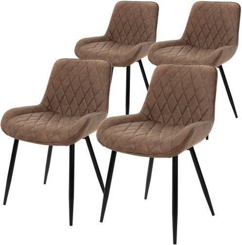 ML-Design 4er Set Esszimmerstühle mit Armlehnen in Braun aus PU-Kunstleder mit Rauten-Steppung - Bild 1