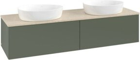 V&B Antao Waschtischunterschrank mit Beleuchtung ohne Frontstruktur, Farbe: Grau-Grün lackiert, B/T: 160 x 50 cm - Bild 1