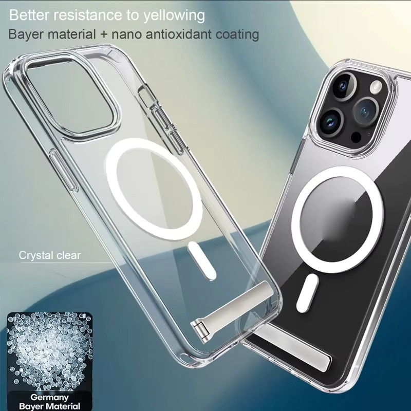 UYUXIO Magnetische Handyhülle in Transparent mit integriertem Ständer für iPhone 17 Pro Max, 16, 15, 13 und 12 Mini - Bild 3