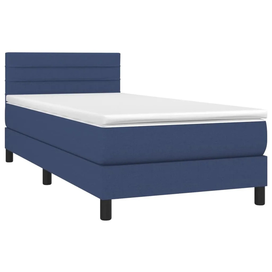 vidaXL Boxspringbett mit Matratze in Blau und Weiß, Hybridbett mit LED-Unterbettbeleuchtung und USB-Ladeport, B/T/H: 80 x 200 x 78 cm - Bild 2