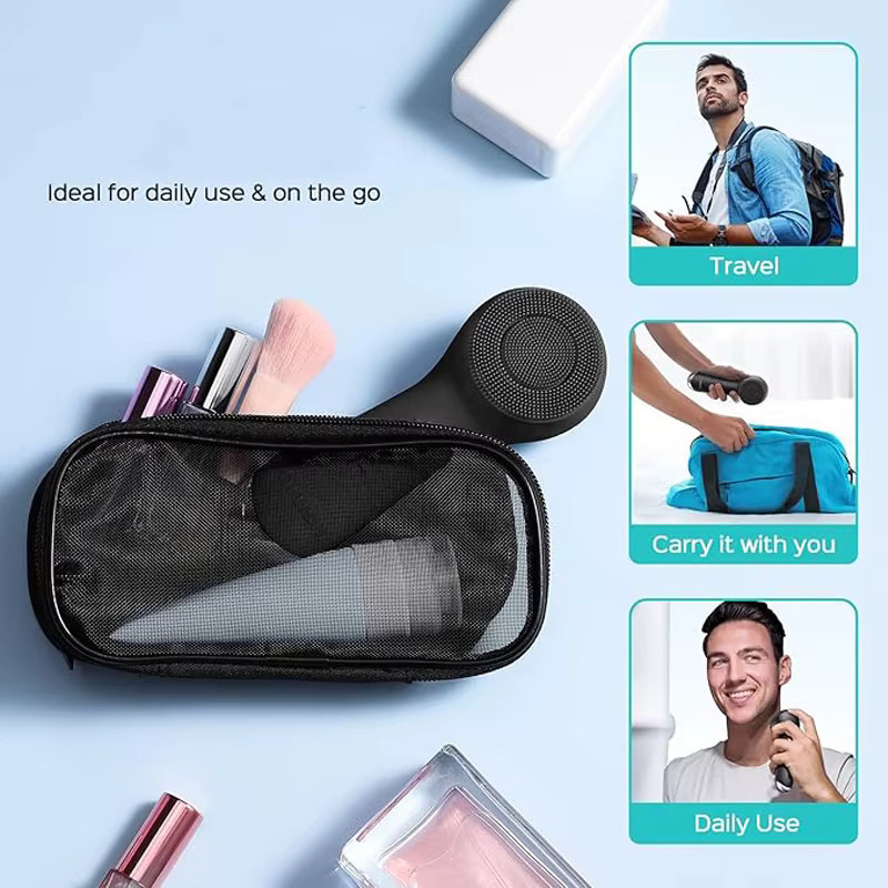 Silikon-Gesichtsreinigungsbürste mit Vibrationsmassage, Schwarz, Unisex - Bild 5
