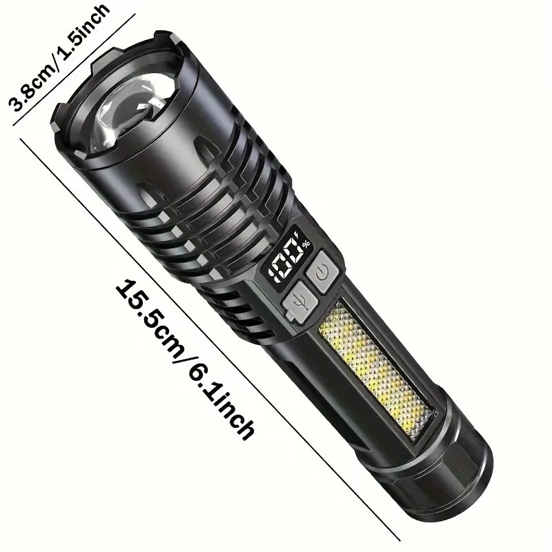 Heinast LED Taschenlampe in Schwarz mit USB-Ladefunktion und Seitenlicht für Outdoor, Camping und Wandern - Bild 6