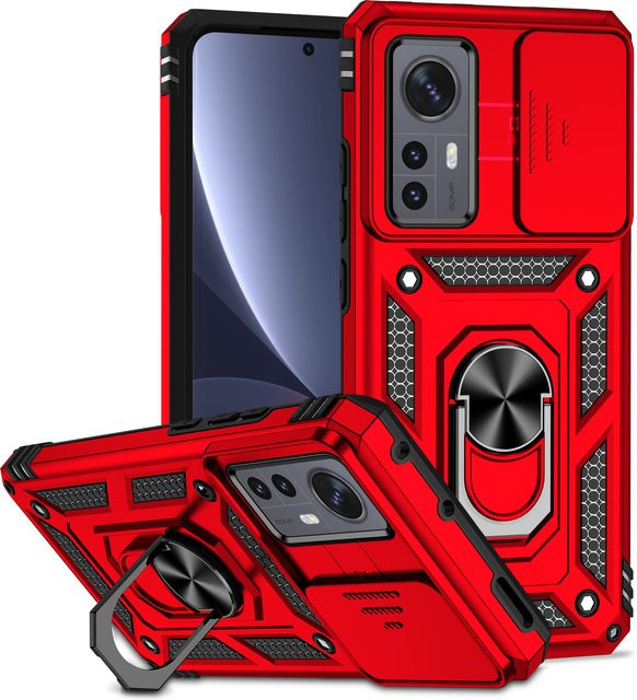 Stoßfeste Luxus-Schutzhülle für Xiaomi 11T, 12, 12X13, 13T, 14T, Pro Lite mit Ringhalter, Schiebeobjektivschutz und Ständerfunktion - Bild 1