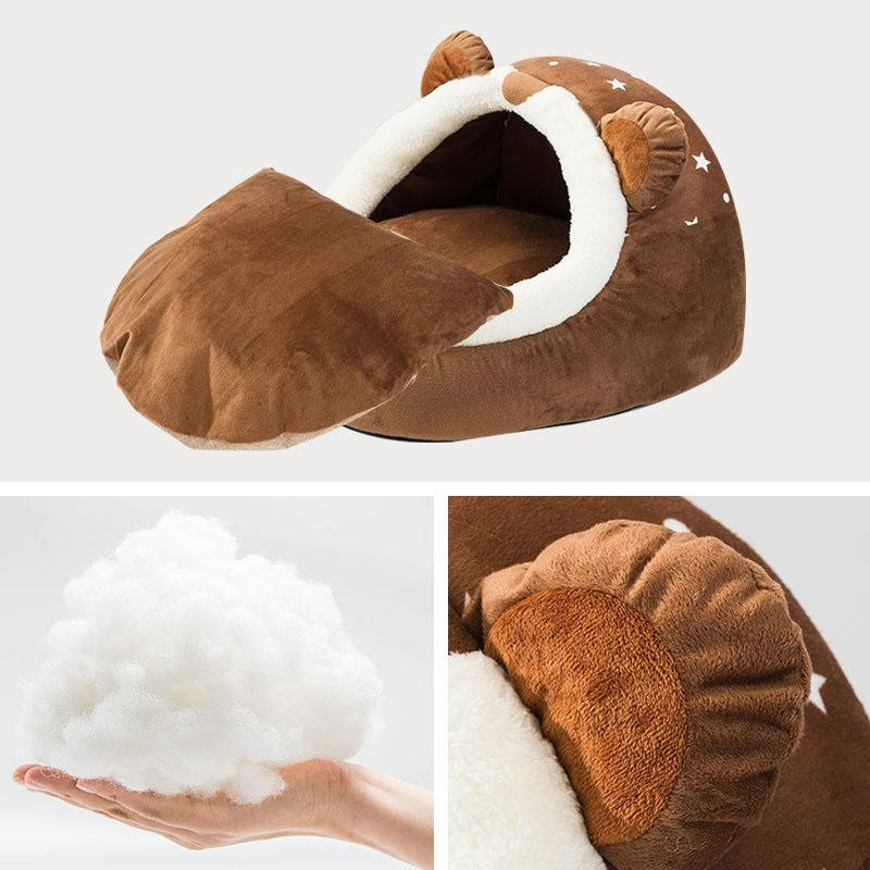 S-Pet Faltbares Haustierhaus aus 100% Baumwolle in Braun für Hunde und Katzen, 2,5 kg - Bild 4