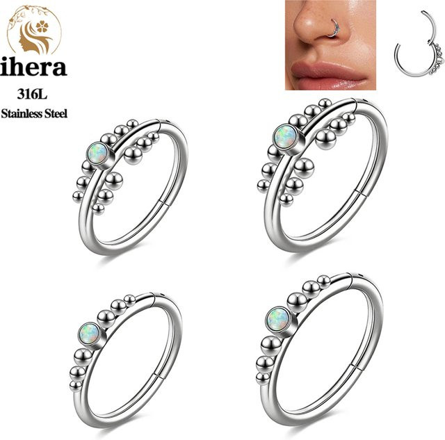 ihera Nasenring Edelstahl, Opal, Unisex - Bild 1