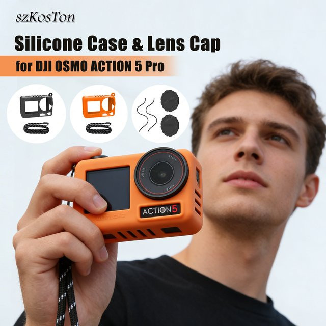 DJI Silikonhülle für Osmo Action 5 Pro in Orange mit Anti-Verlust-Umhängeband - Bild 1