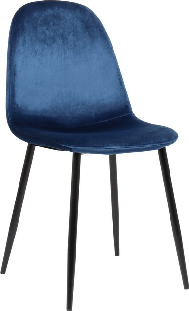 TPFLiving Esszimmerstuhl Naples in Blau mit Samtbezug und schwarzem Metallgestell - Bild 1