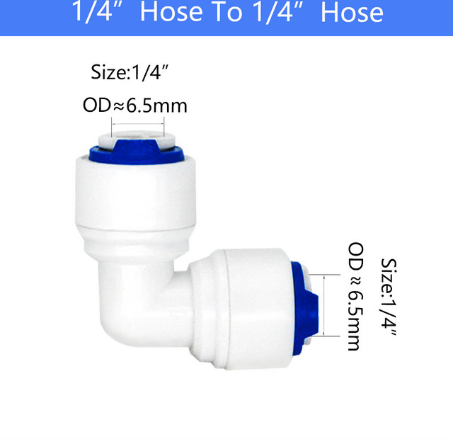 YQBS Ellenbogen L Adapter RO Aquarium Zubehör mit 1/4 und 3/8 Schnellverbinder in Weiß - Bild 1