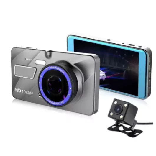 Dual-Recording Dashcam mit 4,0 Zoll HD Display, Full HD 1080P Action Camera für Vorne und Hinten, Grau - Bild 2