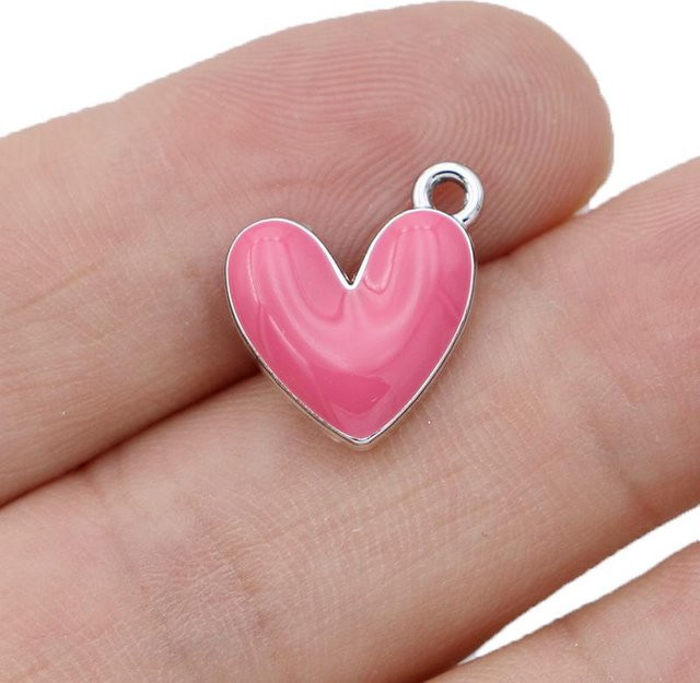 Anhänger Rotes Herz, Silberbeschichtet, Emaille, Pink, Damen - Bild 1