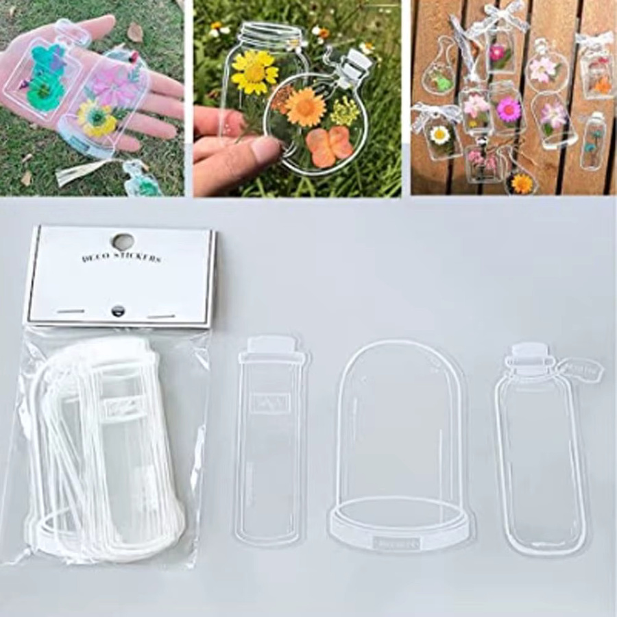 30 Stück transparente DIY Lesezeichen mit getrockneten Blumen in Multicolour aus Kunststoff - Bild 4