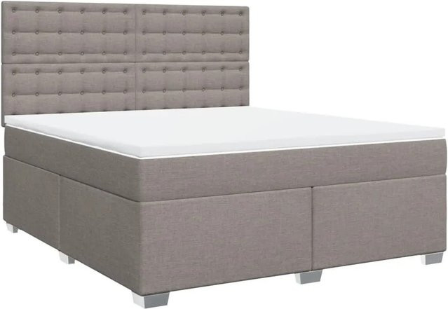vidaXL Boxspringbett mit Matratze in Taupe, Hybridbett mit USB-Ladeport und Unterbettbeleuchtung, B/T: 180 x 200 cm - Bild 1