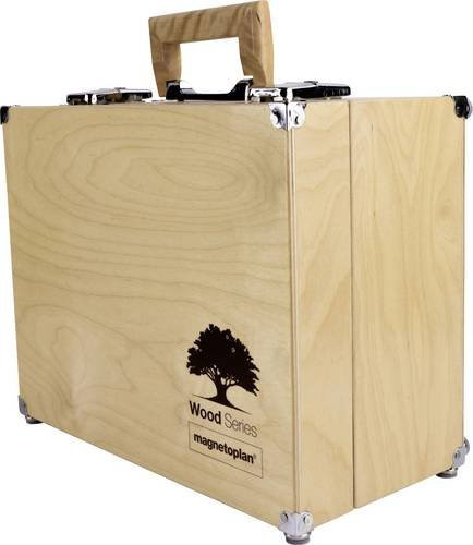 Magnetoplan Wood Series Moderationskoffer aus Birkenholz FSC, abschließbar, bestückt mit 2400 Karten, PRO+ Markern und Zubehör, B/T/H: 36,0 x 27,0 x 18,3 cm - Bild 1