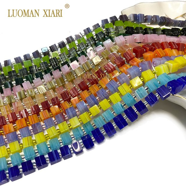 LUOMAN XIARI Spacer Perlen Glas, quadratisch, 6x6mm, Bunt, Unisex - Bild 1