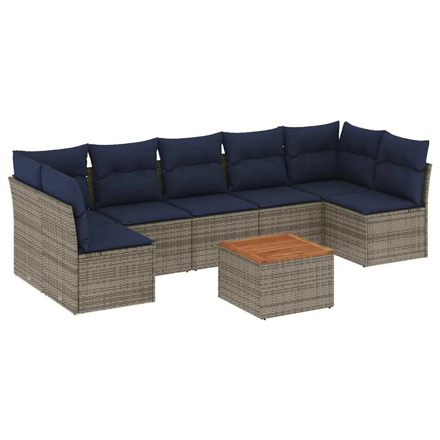 vidaXL Garten-Sofagarnitur aus Poly-Rattan in Grau mit Sitzkissen und Tisch - Bild 2