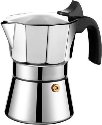 Justinlau Moka-Topf aus Edelstahl in Silber oder Schwarz, Italienischer Kaffeekocher für Espresso, 150 ml oder 300 ml - Bild 1