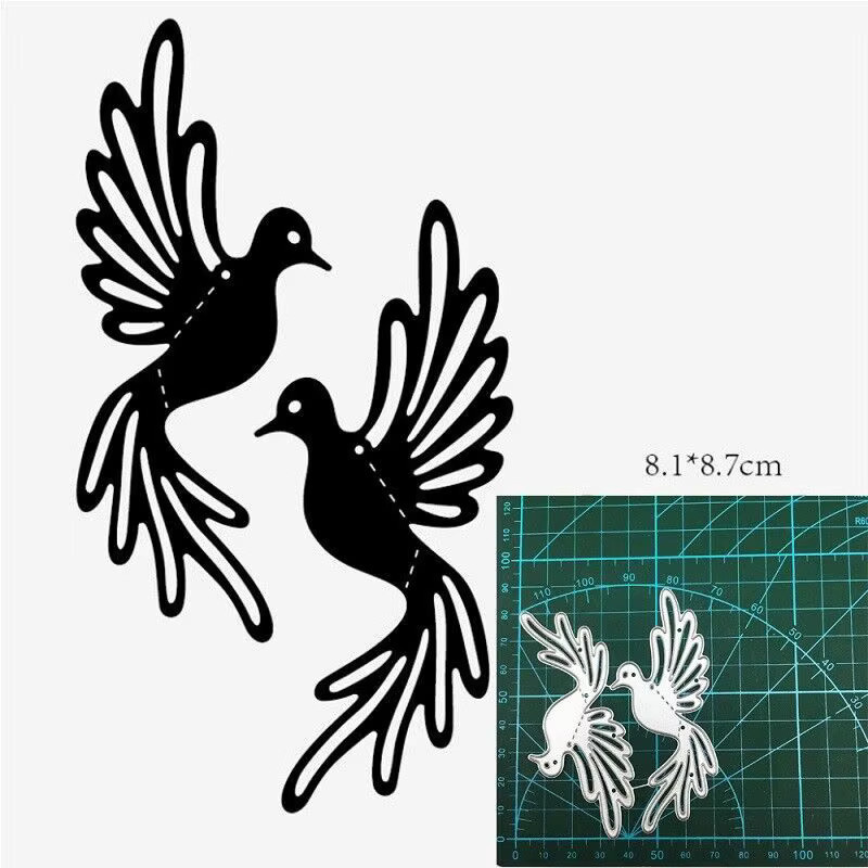 Metall Stanzschablone mit Wolf und Taube in Schwarz für Scrapbooking und Papierhandwerk - Bild 2