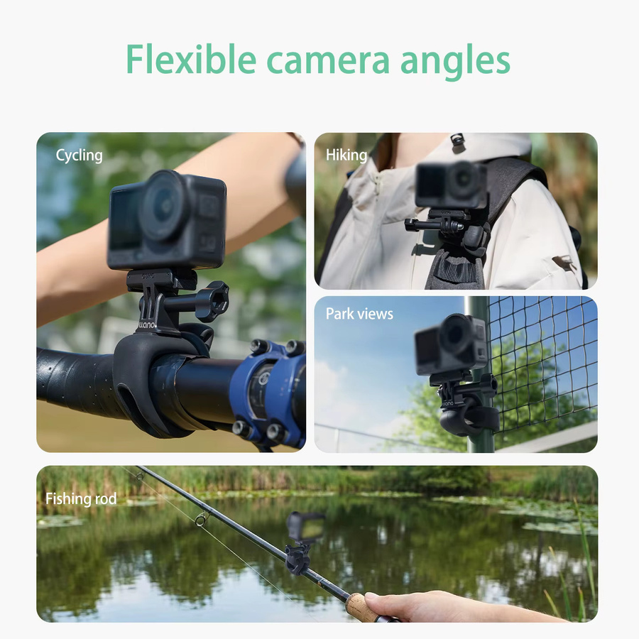 llano Kamera Flexibler Halter 360 Grad Gurtbandhalterung in Schwarz für DJI Action 6 5 Pro 4/3, GoPro Hero13 12 11 und AKASO sowie DJI Osmo - Bild 3
