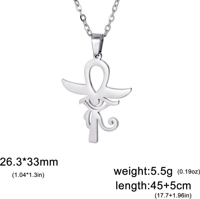 Halskette Edelstahl, Auge des Horus, Ankh Kreuz, 45-50 cm, Unisex - Bild 1