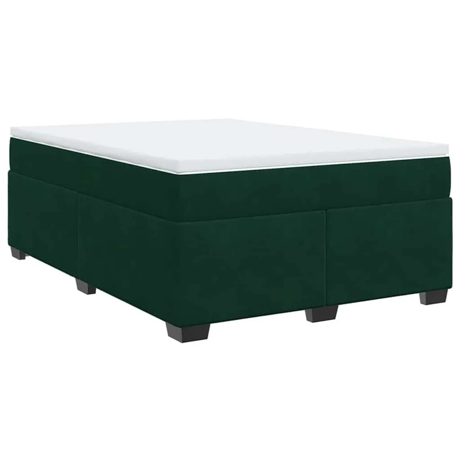 vidaXL Boxspringbett mit Matratze Dunkelgrün Samt Hybrid-Design mit Taschenfederkern B/T: 140 x 200 cm - Bild 2
