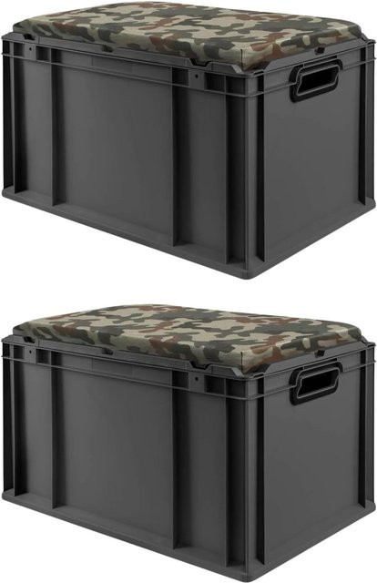 PROREGAL Sparset 2x Eurobox Nextgen Seat Box Camouflage in Schwarz und Grün, H x B x T: 36,5 x 40 x 60 cm - Bild 1
