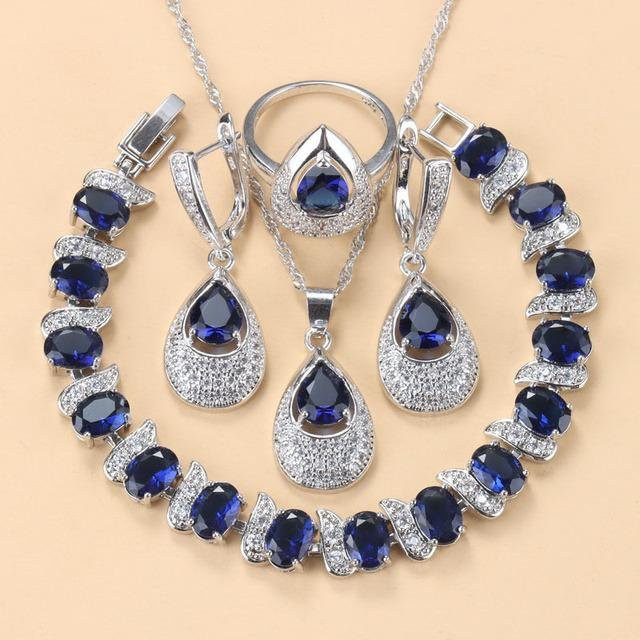 YIRAN Jewelry Schmuck-Set, Saphir, Damen - Bild 1